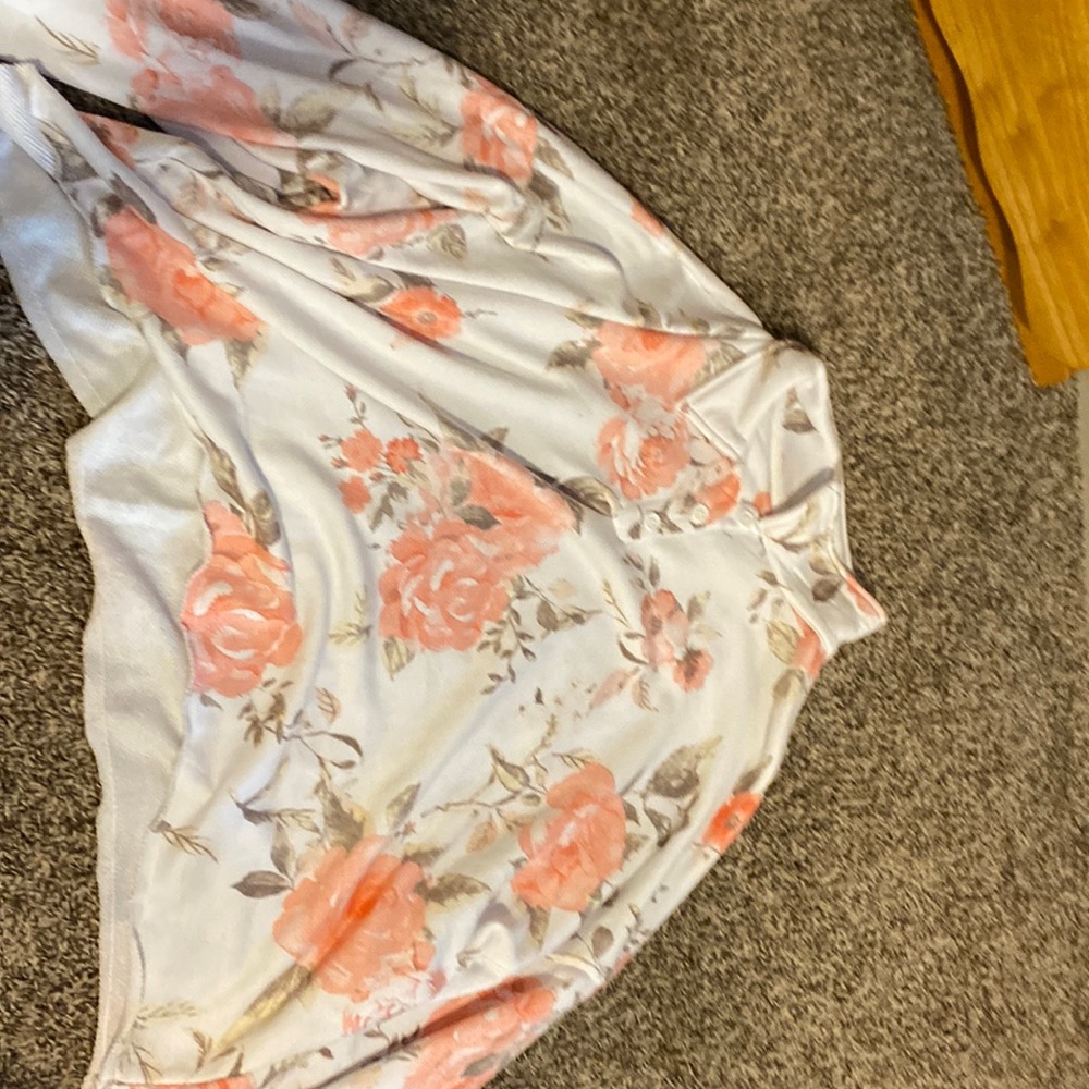 White and pink rose crop hoodie